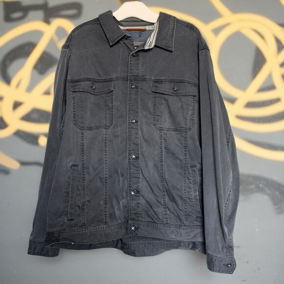 Tommy Bahama XXL Gray Denim Trucker Jacket Hulagirl Lining Coastal Streetwear - Picture 1 of 7